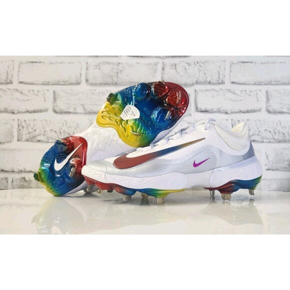 Nike Air Alpha Huarache Elite 4 Low Cleats White Hyper Violet FD2745 106 Sz 8 - Picture 1 of 6